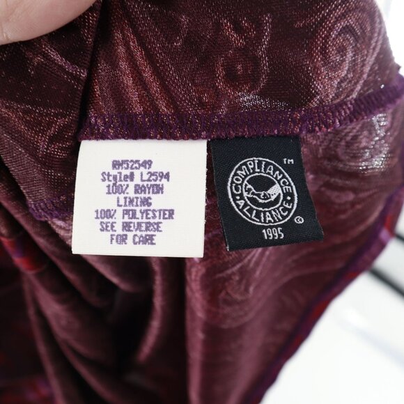 Laundry Paisley Dress Womens 8 Purple Red Officecore Whimsigoth 70s Witchy Gypsy - Picture 4 of 10